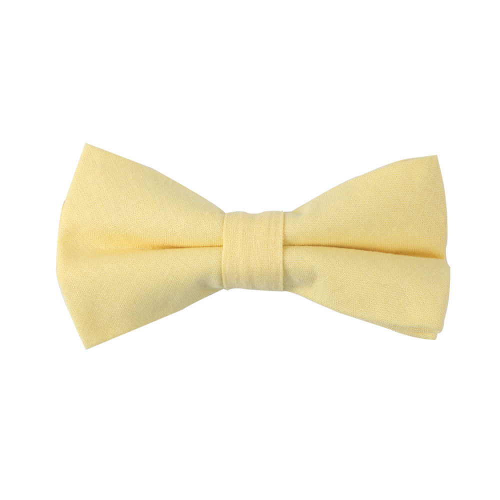 Baby Yellow Cotton Bow Tie & Pocket Square Set