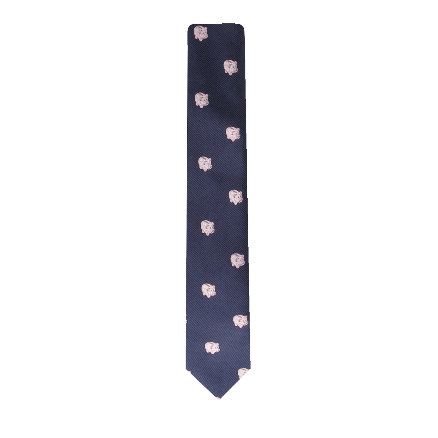 A navy-blue Banker Fashion Accessory with repeated small pink design patterns evenly spaced throughout, imparting a touch of sophistication. Invest in this standout accessory to elevate your ensemble.