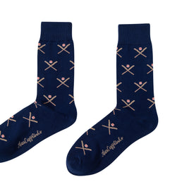A pair of navy Crossed Baseball Socks.