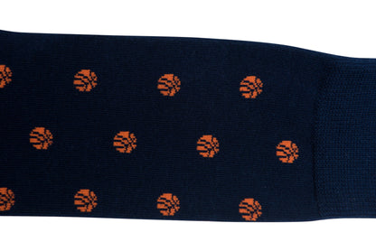 A black and orange Basketball Socks.
