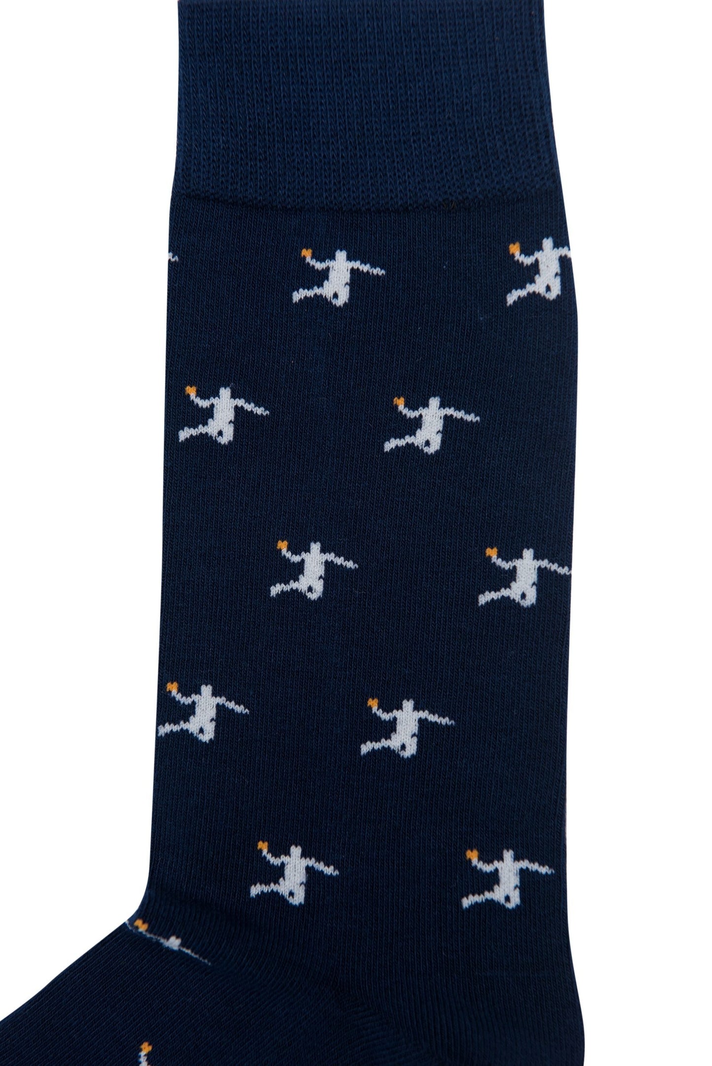 A pair of Basketball Dunk Socks with white birds on them.