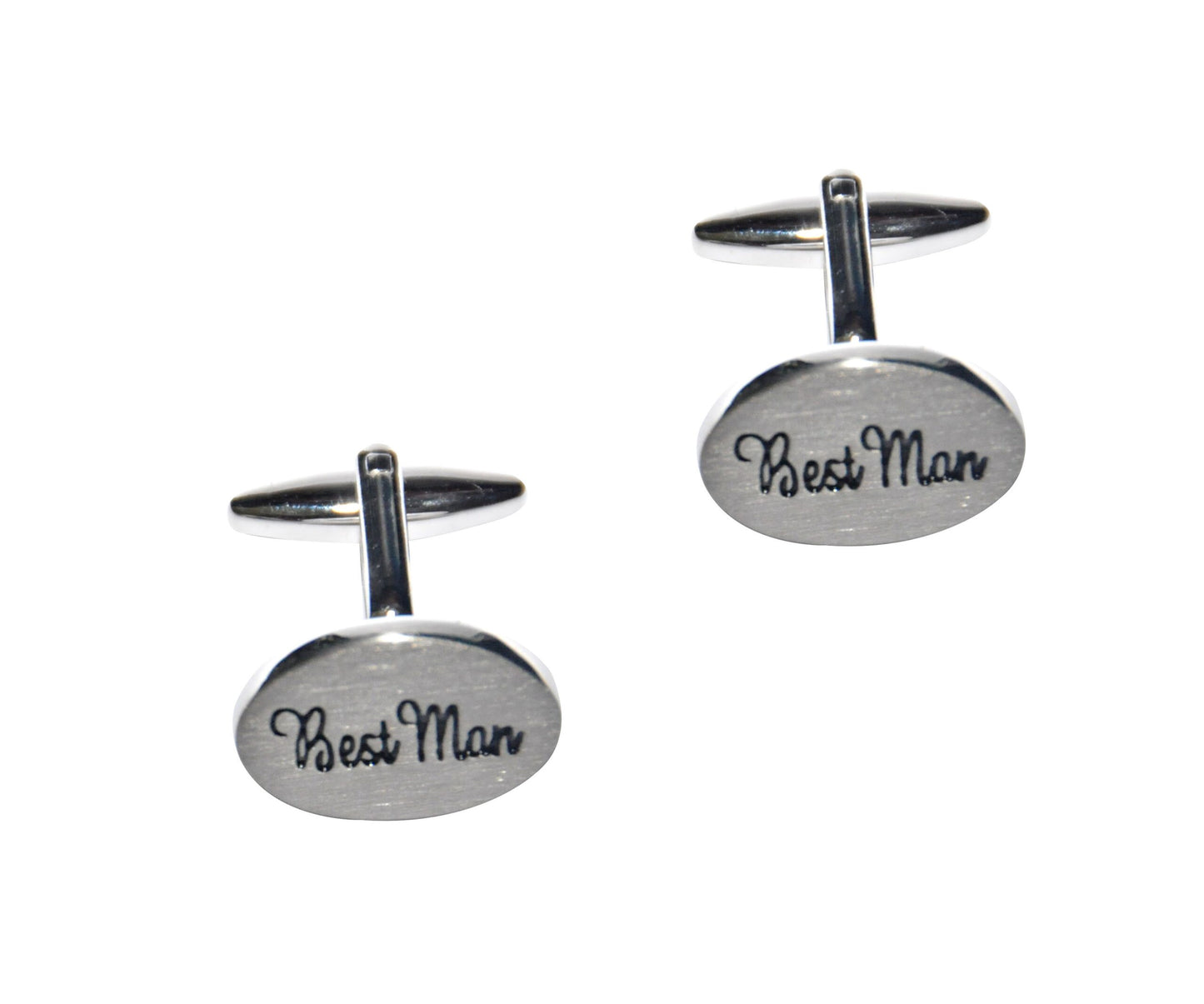 A pair of Best Man Cufflinks, elegantly engraved with "Best Man," offering a perfect tribute to the man of the hour.