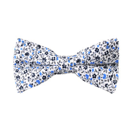 Black Light Blue Floral Bow Tie