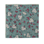 The Teal Floral Pocket Square features a premium square fabric with a floral design of white and red flowers on green, perfect for elevating formal attire with elegance.