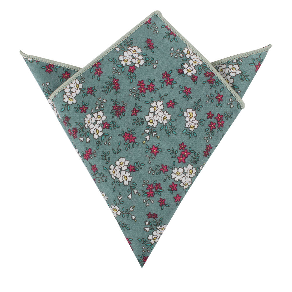 The Blue White Pink Floral Cotton Skinny Tie and Pocket Square Set features a vibrant floral design—ideal for spring weddings or as part of a coordinated accessory ensemble.