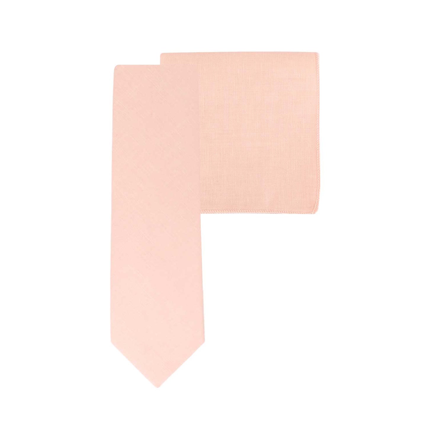 A baby pink pocket square, exuding delicate elegance, is folded neatly on a pristine white background.
