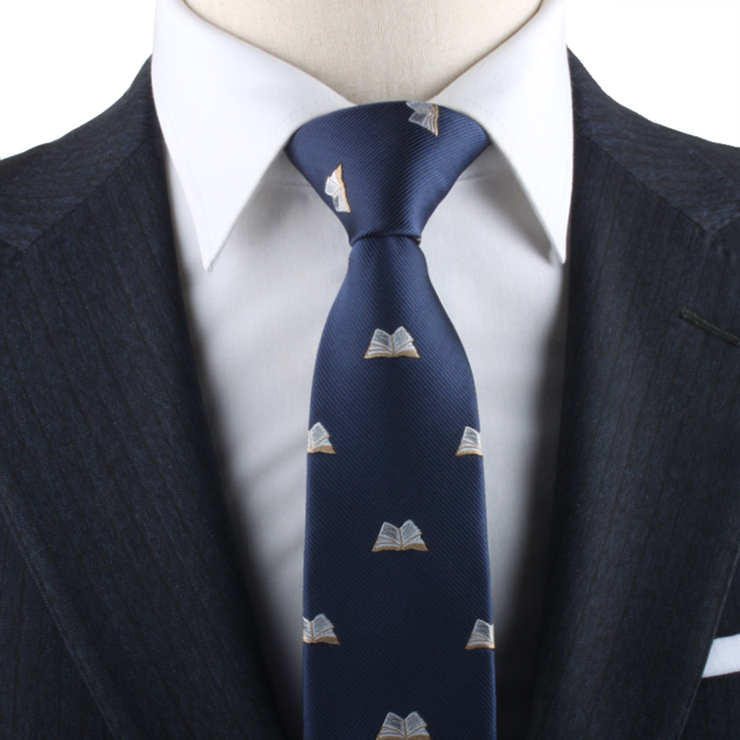 A mannequin showcasing refined fashion with Book Thin Ties on it.