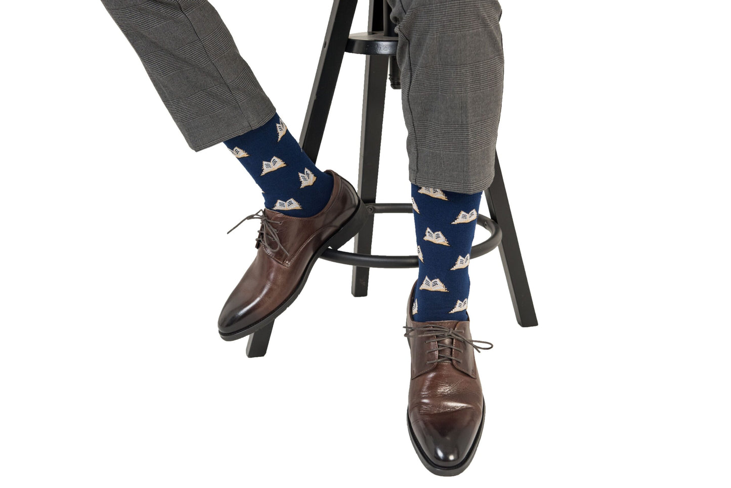 A person wearing Book Socks.