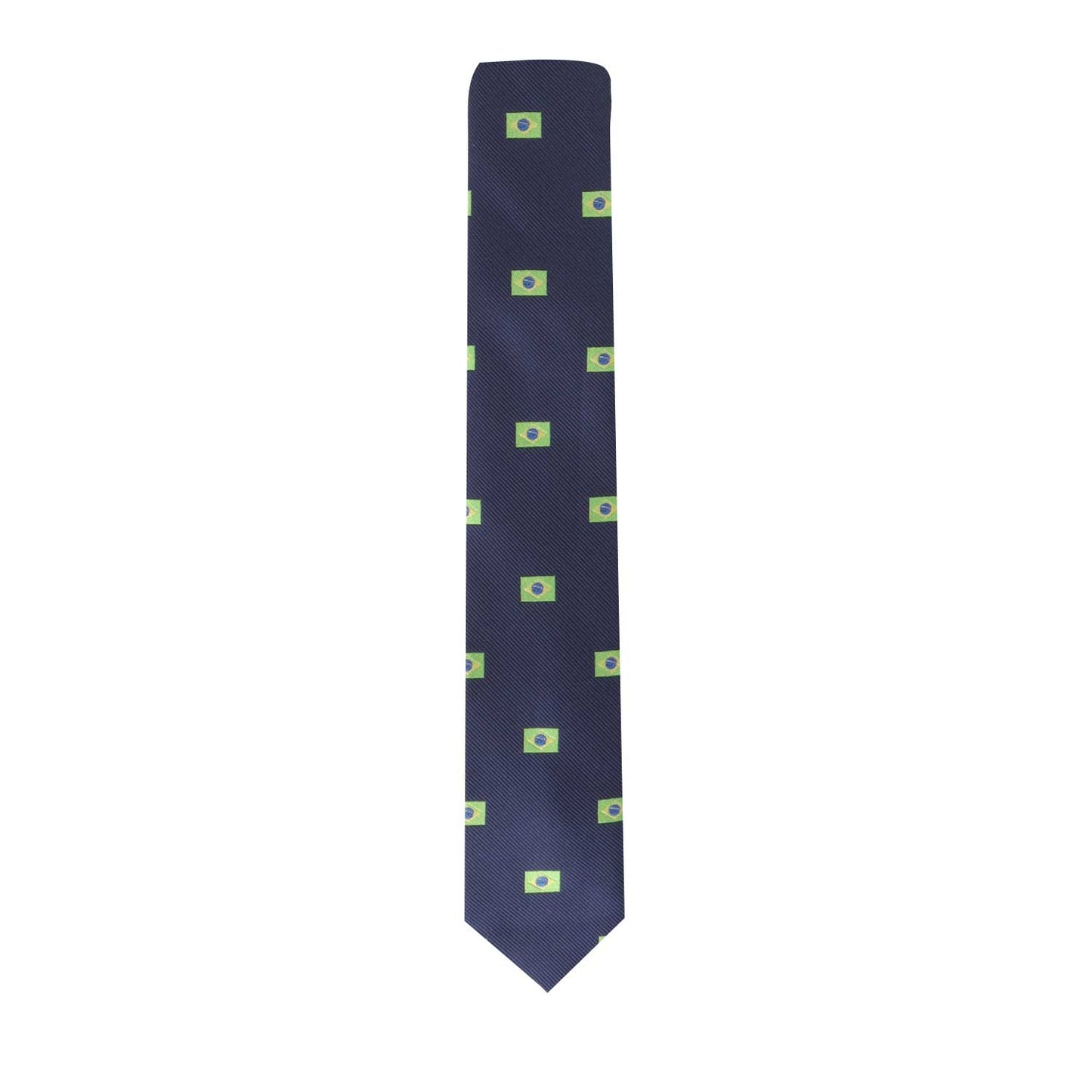 A vibrant Brazil Country Tie with green squares on it.