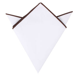 A stylish Brown Edge White pocket square on a white background.