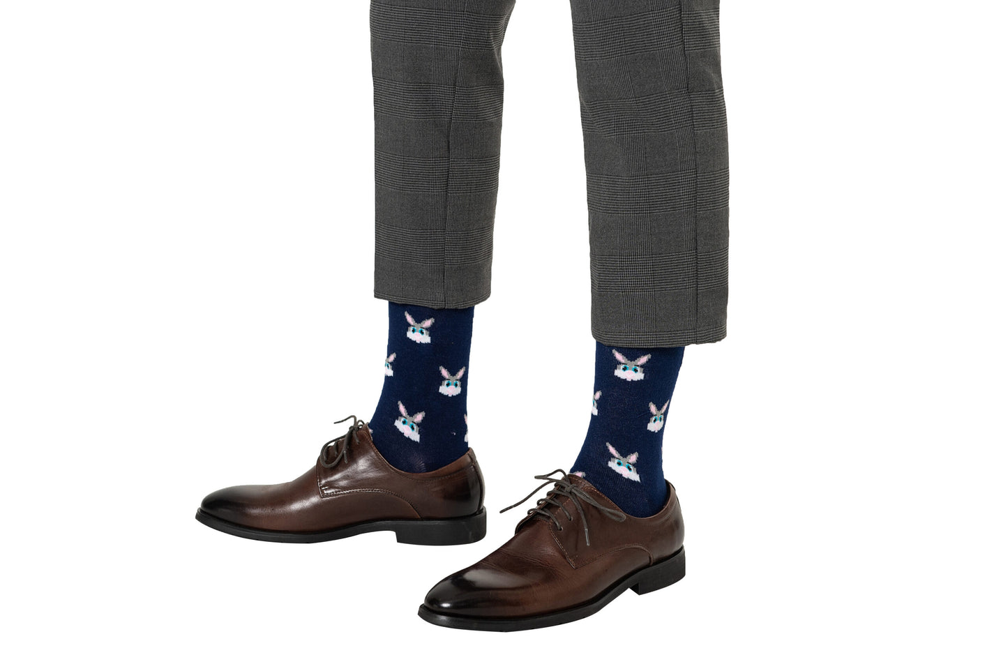 A man wearing a pair of Bunny Socks.