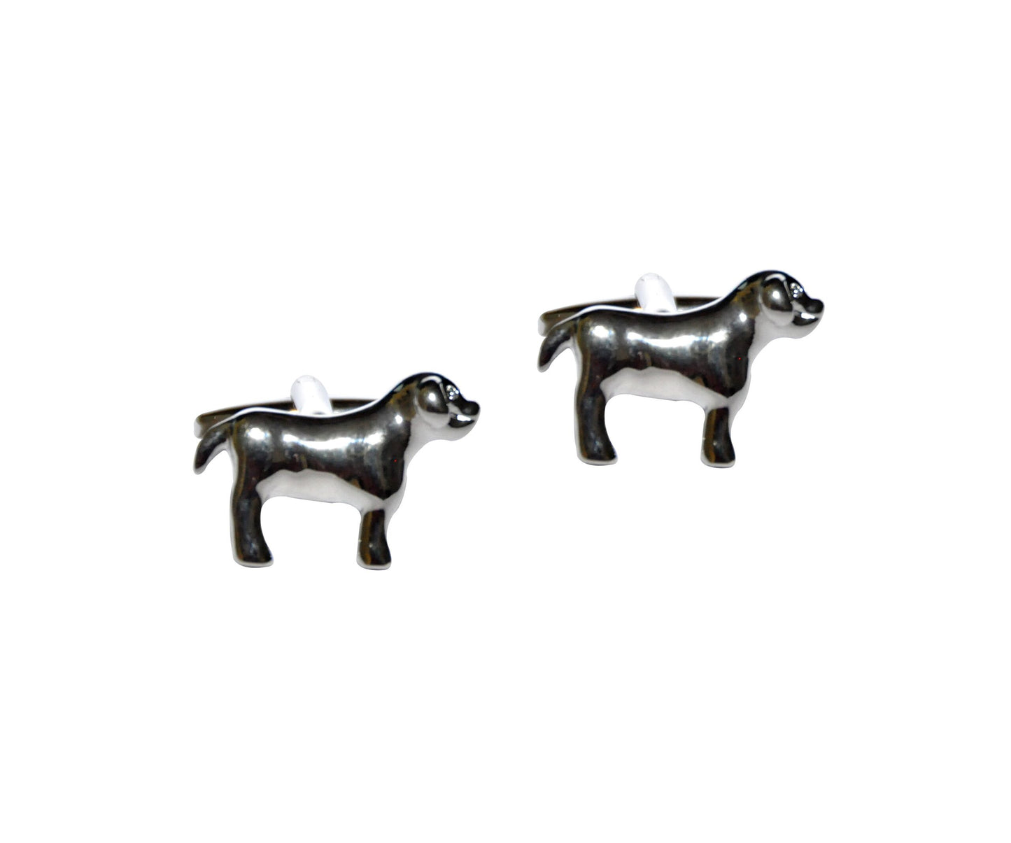 The Puppy Dog Cufflinks, featured against a white background, are ideal for infusing a hint of canine flair into men's fashion.
