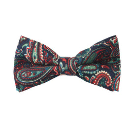 A Carpe diem Paisley Cotton bow tie & pocket square set with a vibrant flair.