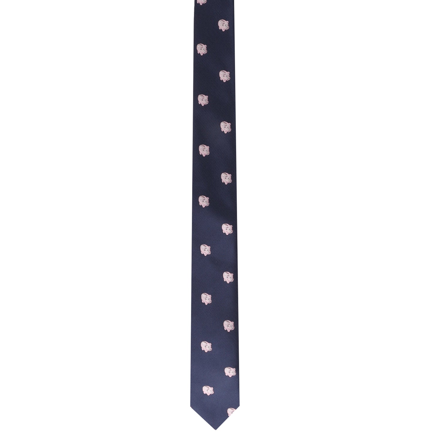 A dark blue Cash Savings Tie featuring a pattern of small white and light pink floral designs that truly stands out and exudes sophistication.