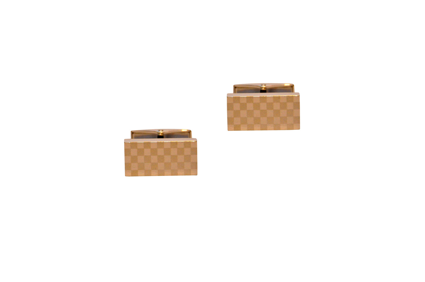 The Silver Checkered Cufflinks feature a square design with a checkered pattern set against a white background. Ideal for formal occasions, these stylish men's accessories add elegance to any outfit.