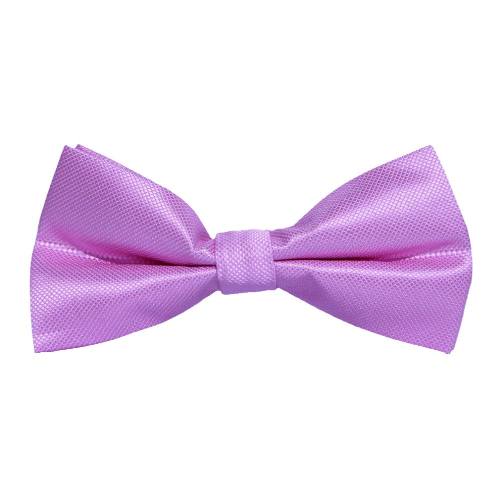 Elevate your formal event or wedding attire with the Classic Pink Bow Tie, featuring a textured finish and neatly tied design against a white backdrop.