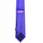 The Classic Purple Skinny Tie embodies timeless style with its subtle checkered pattern, exuding purple elegance and featuring a label reading "Andre Emilio" on the reverse side.