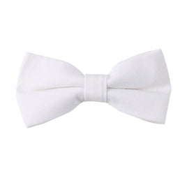 A vogue Classic White Cotton Bow Tie & Pocket Square Set on a classic white background.
