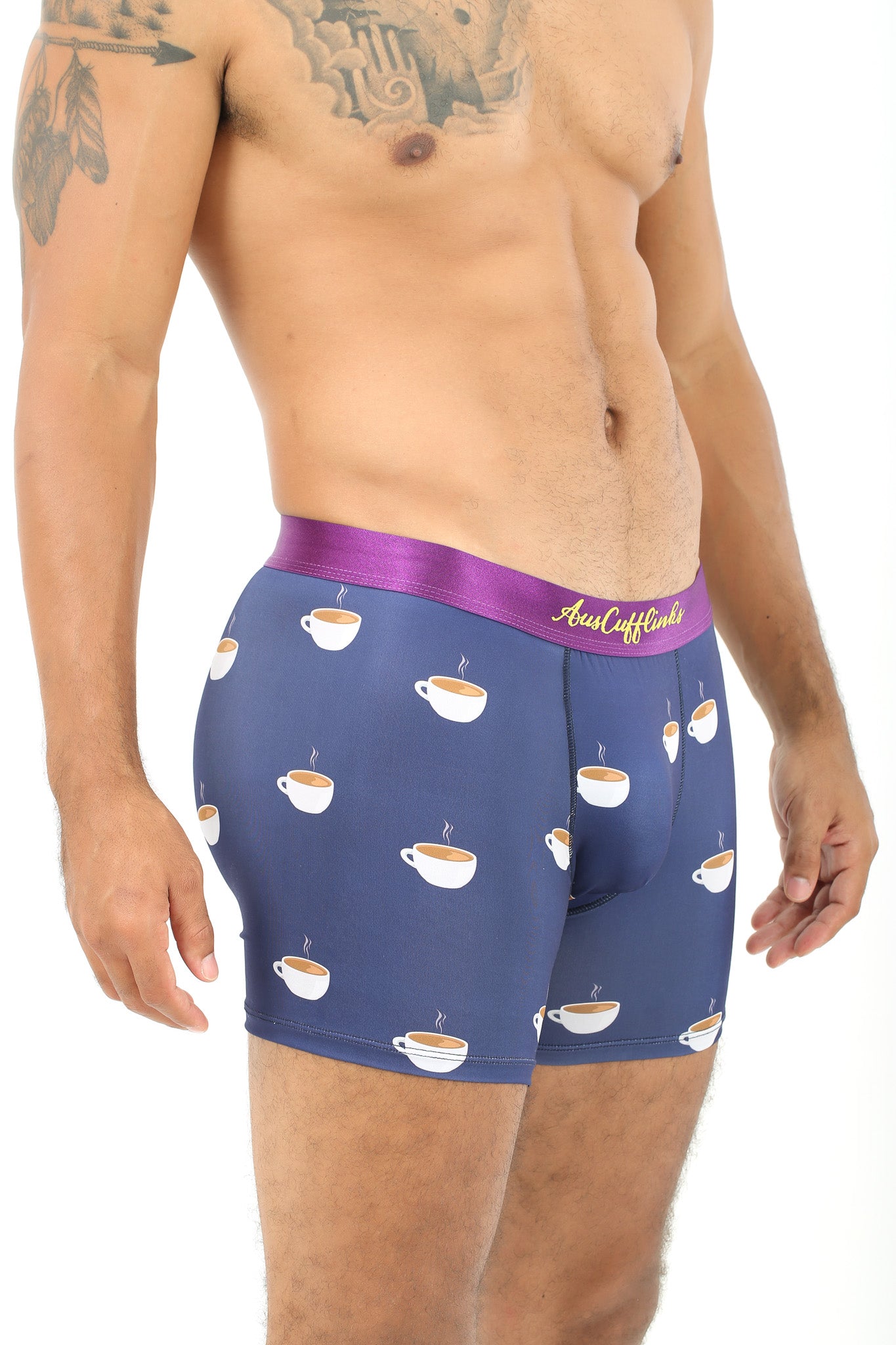 A man wearing Coffee Underwear with maximum coziness.