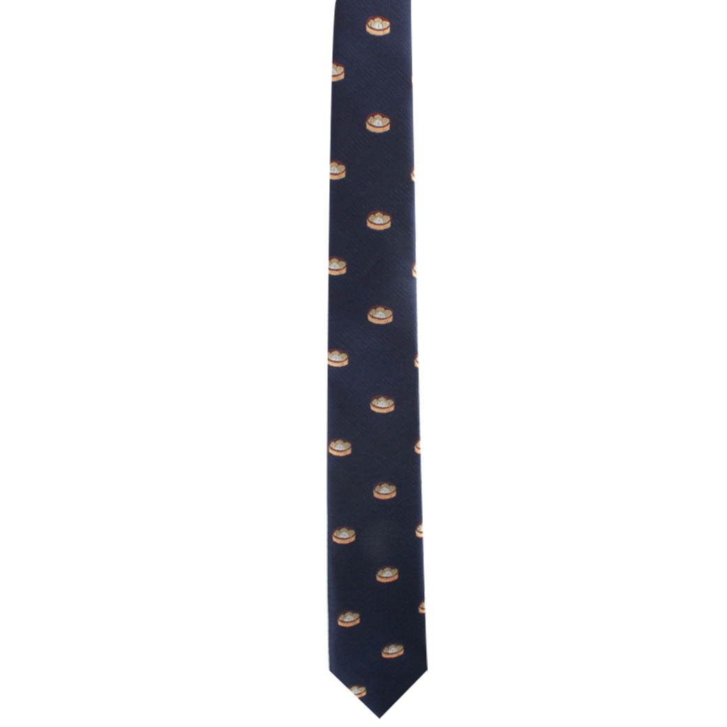 A Culinary Themed Tie with a repeating pattern of small, detailed hamburger images showcasing culinary inspiration and timeless elegance.
