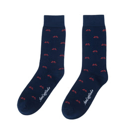 A pair of Cyclist Bike Socks with red birds on them.