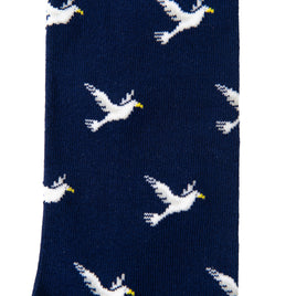 A stylish pair of Dove Socks adorned with charming white birds.