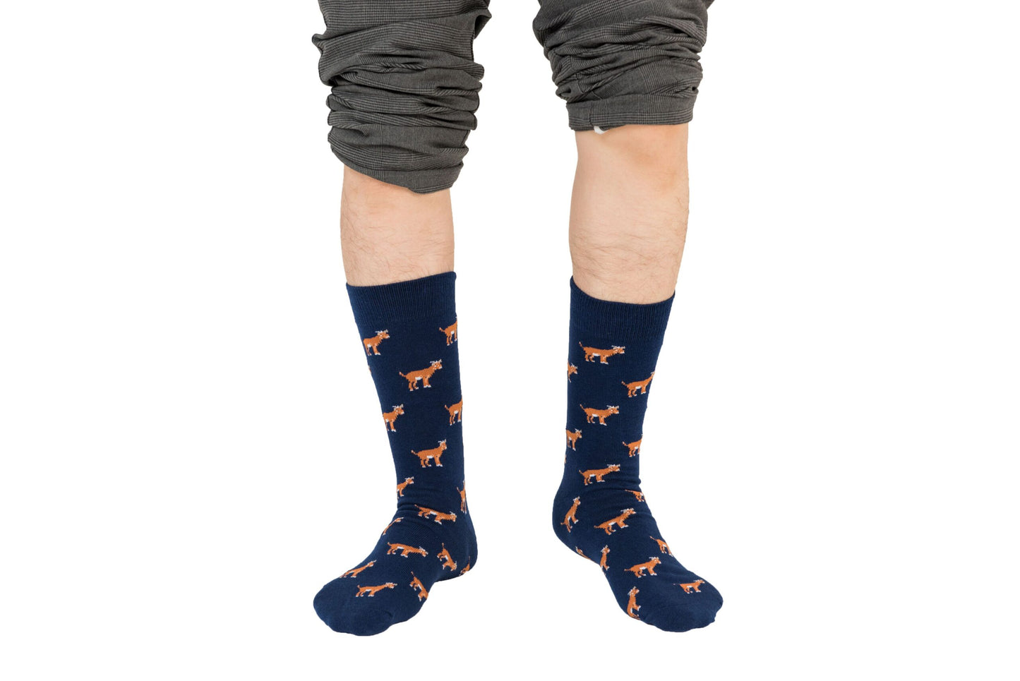 A boy wearing a pair of Goat Socks.