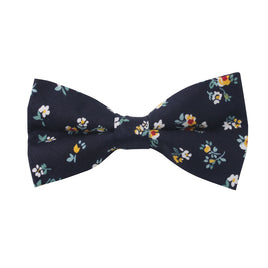 Floral Navy Yellow Bow Tie
