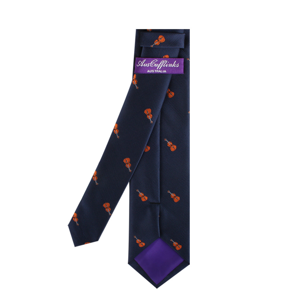 A melodic fashion tribute showcasing a Formal Music Tie adorned with orange and purple flowers.