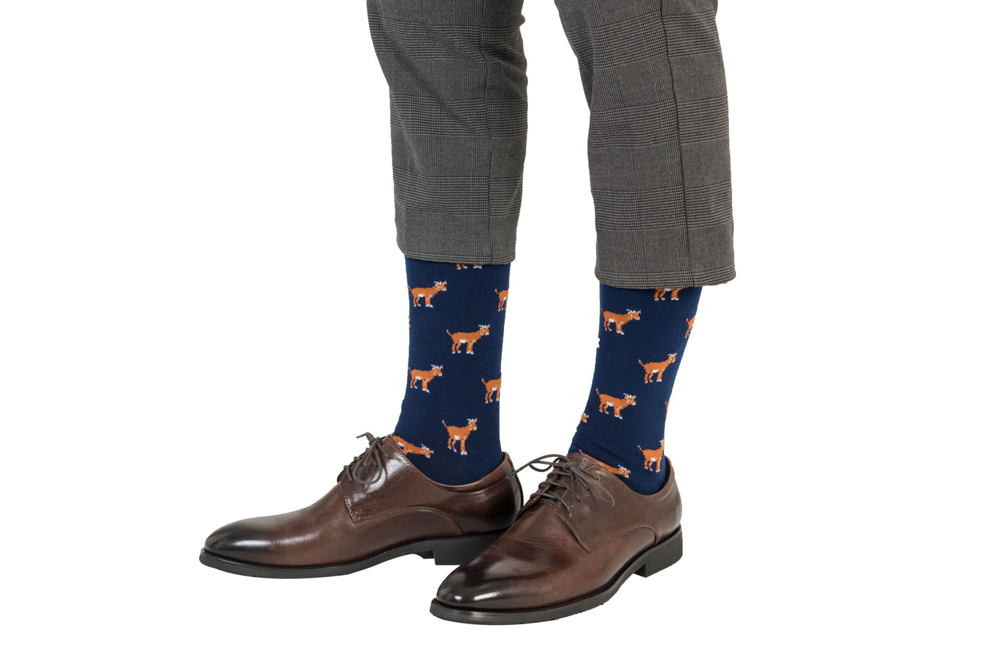 A pair of legs with Goat Socks.