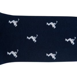 A pair of Golf Swing Socks with white horses.