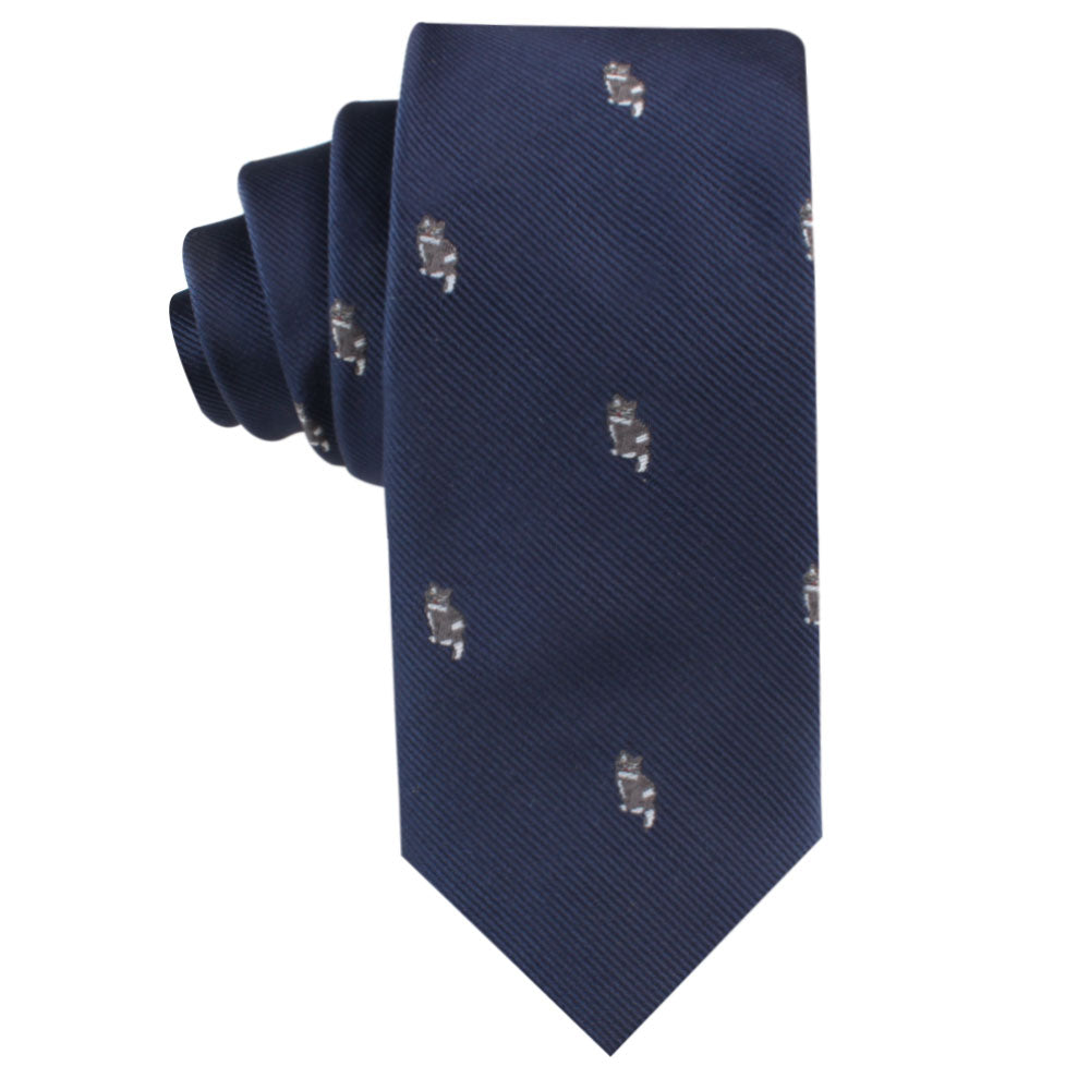 A Misty Cat Skinny Tie, perfect for cat lovers who appreciate charm and sophistication.