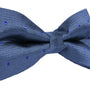 The Grey Navy Polka Dot Bow Tie is a pre-tied bow tie in navy blue, featuring small, subtle polka dots and crafted from fine microfibre.
