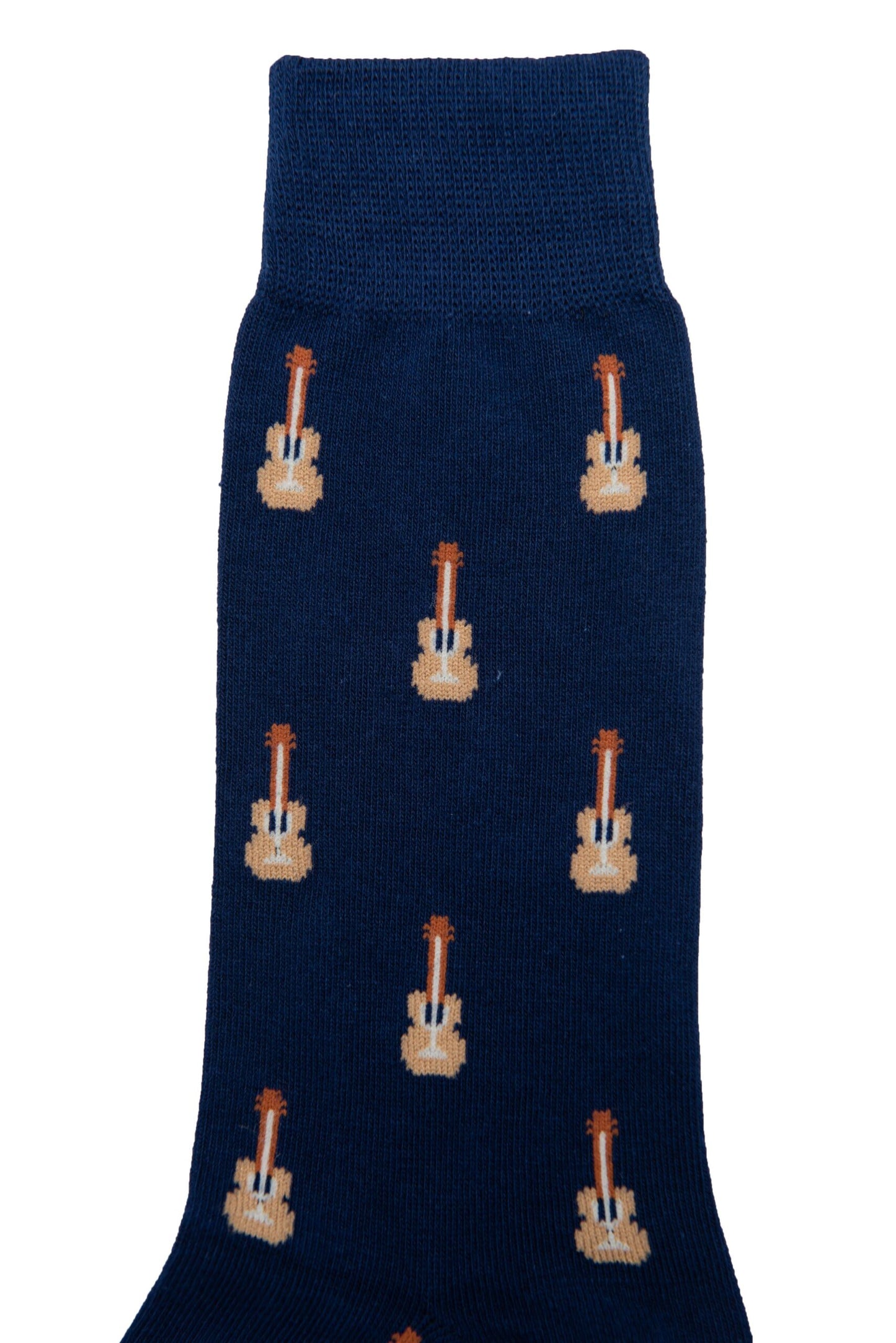 A pair of Guitar Socks featuring a guitar design.