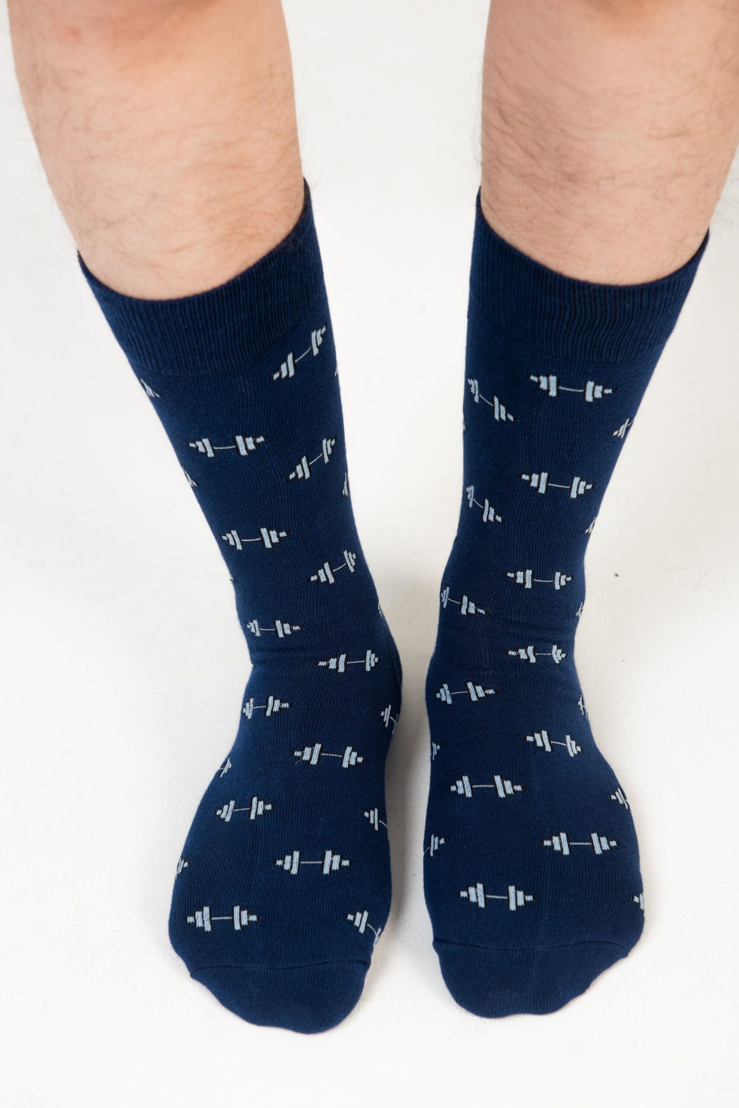 A man wearing gym socks.