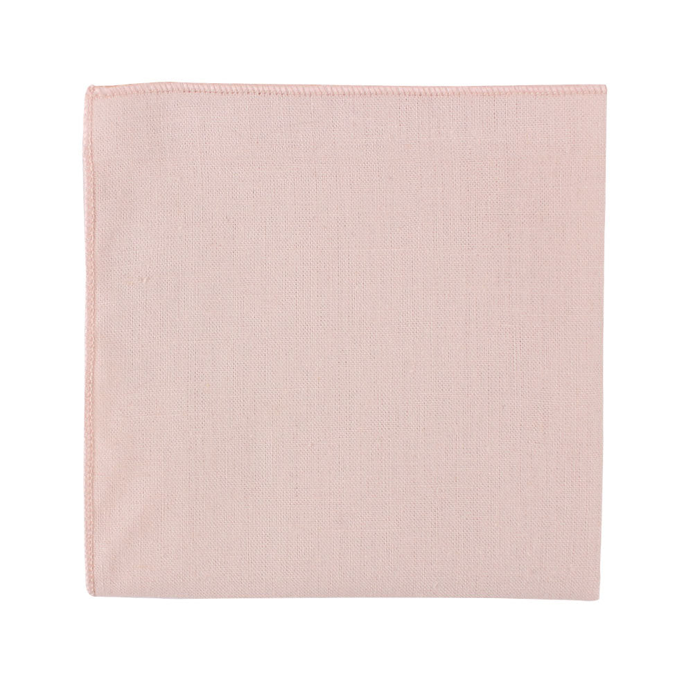 Cream Pink Cotton Skinny Tie & Pocket Square Set