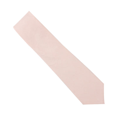 Cream Pink Cotton Skinny Tie & Pocket Square Set