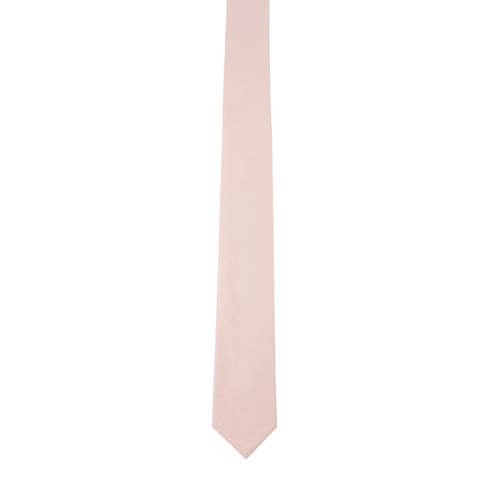 Cream Pink Skinny Cotton Tie