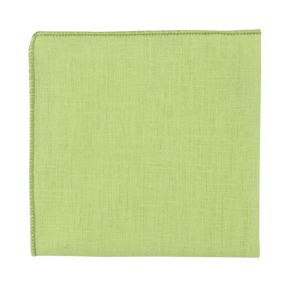 Lime Green Cotton Skinny Tie & Pocket Square Set