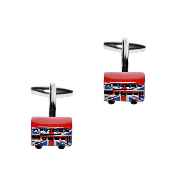 Discover British elegance with London Bus Cufflinks, designed as red double-decker buses featuring Union Jack motifs. Enhance your attire and capture the iconic charm of these symbols—an ideal product choice for a touch of classic style.