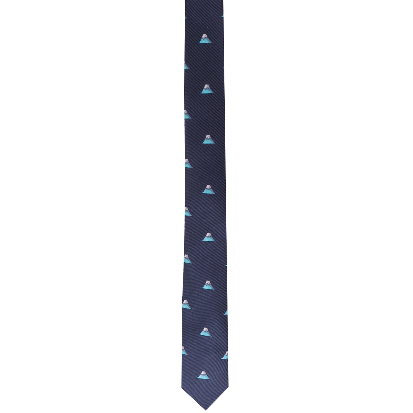 The Mt. Fuji Tie in navy blue features a stylish pattern of small sailboats.