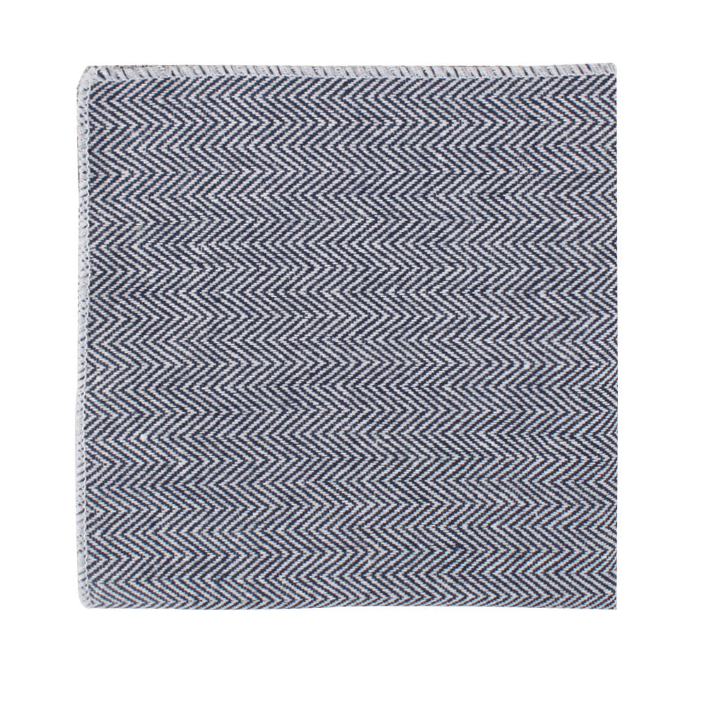 Navy Blue Herringbone Pocket Square