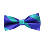 A sophisticated accessory, the Navy Green Stripe Bow Tie features a glossy finish with wide diagonal stripes, perfect for formal events.