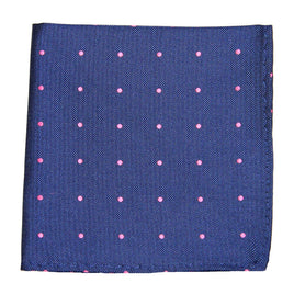 Navy Pink Polka Dot Pocket Square