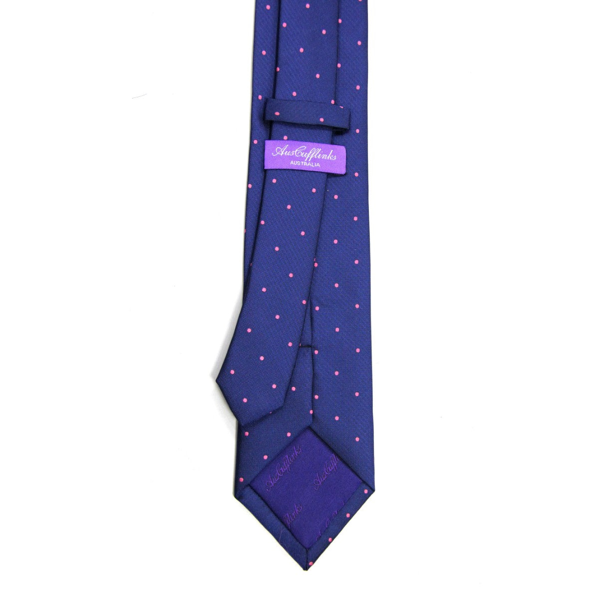 Navy Pink Polka Dot Business Tie & Pocket Square Set