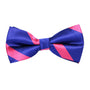 This stylish accessory, the Navy Red Pink Stripe Bow Tie, showcases classic elegance with its diagonal pink stripes set against a crisp white background.