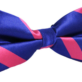 Navy Red Pink Stripe Bow Tie