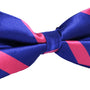 The Navy Red Pink Stripe Bow Tie is a stylish accessory that exudes classic elegance.