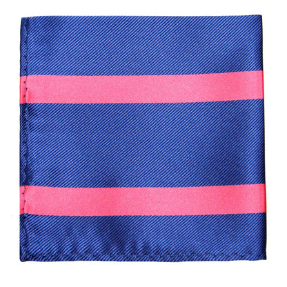 Navy Reddish Pink Stripe Pocket Square