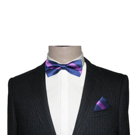 Navy Purple Stripe Bow Tie